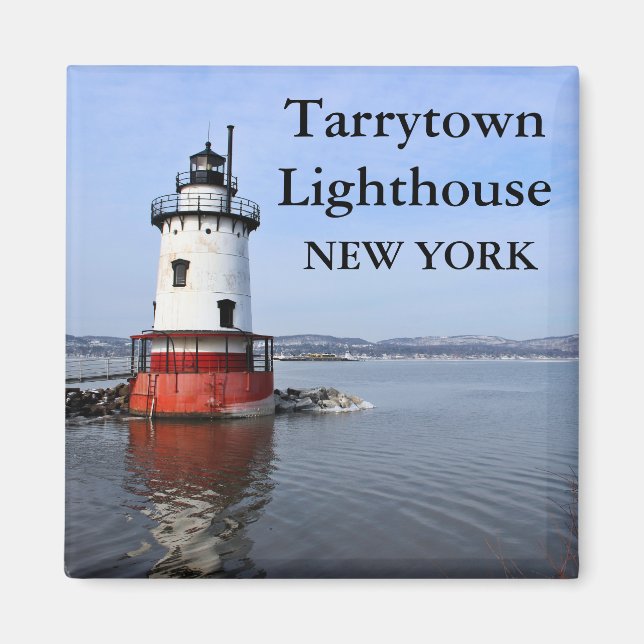 Tarrytown Lighthouse, New York Square Magnet (Framsidan)