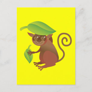 Tarsier gömmer under grönten löv vykort