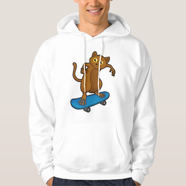 Tarsier som Skater med Skateboard Hoodie (Framsida)