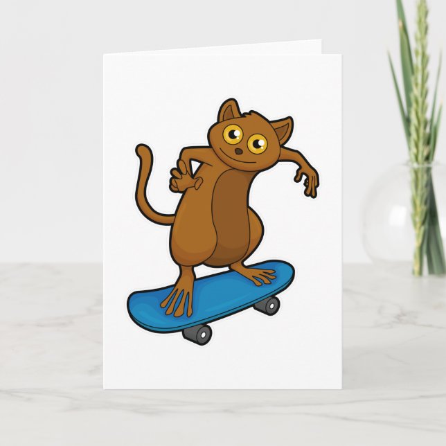 Tarsier som Skater med Skateboard Kort (Framsida)