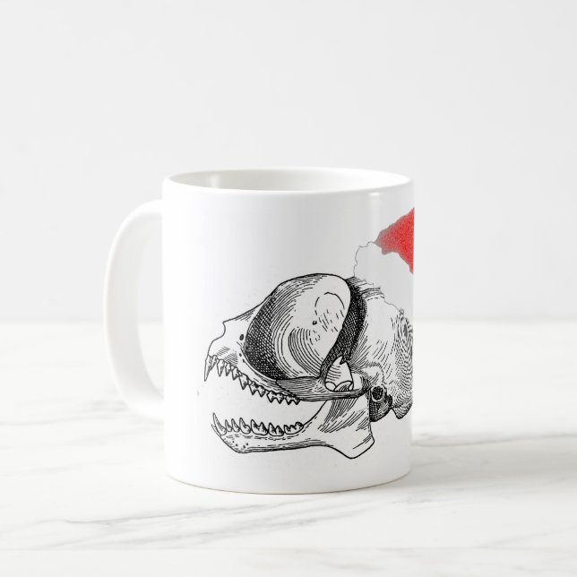 Tarsius Skull med Santa Hat Kaffemugg (Framsida vänster)