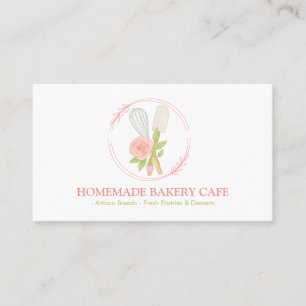 Tårta Bageri Catering Logotyp Rosenskära Blommig Visitkort