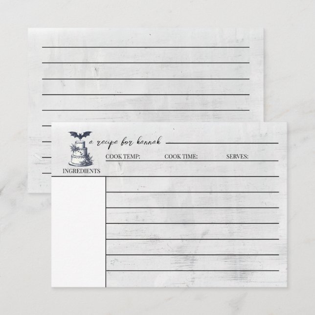 Tårta Bat Receptkort Tilläggskort (Fram/baksida)