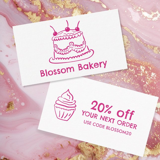 Tårta Cupcake Bageri Efterrätter Catering Belöning Rabattkort (Cake Cupcake Bakery Dessert Catering Rewards Discount Code Card)