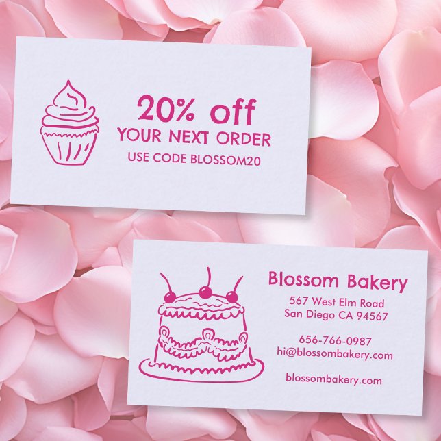 Tårta Cupcake Bageri Efterrätter Catering Belöning Rabattkort (Cake Cupcake Bakery Dessert Catering Rewards Discount Card Pink Purple
)