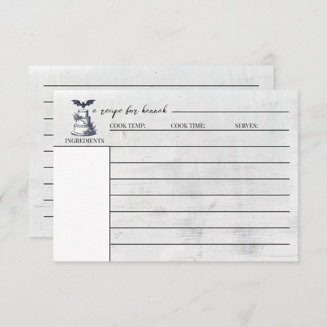 Tårta Fladdermus Receptkort Tilläggskort (Fram/baksida)