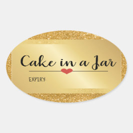 Tårta i en burk modern guldglitter semester ovalt klistermärke