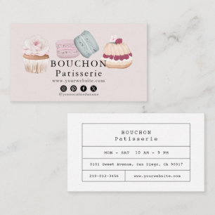 Tårta Macaron Cupcake Rosa Sociala Medier Bageri Visitkort