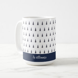 Tartan Abstrakt Träd Monogrammed Kaffemugg