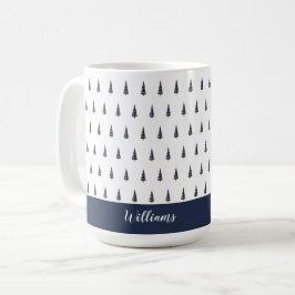 Tartan Abstrakt Träd Monogrammerad Kaffemugg