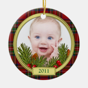 Tartan Baby Första julfotopaket Ornament