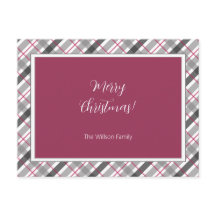 Tartan Balmoral Black Grått Burgundy Monogrammed