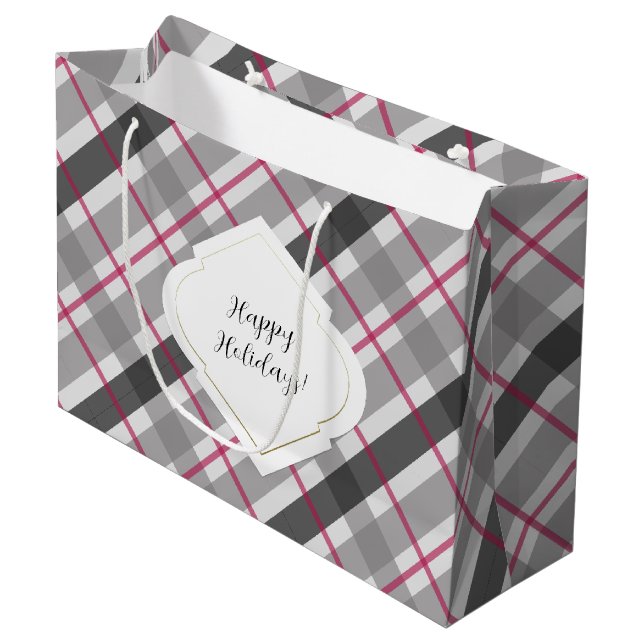 Tartan Balmoral Svart Grå Burgunderrödfärgad (Framsidan Vinklad)