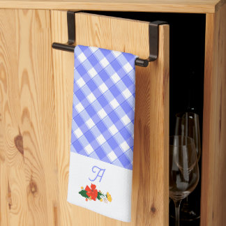 Tartan blå enkel vildblommuster kökshandduk