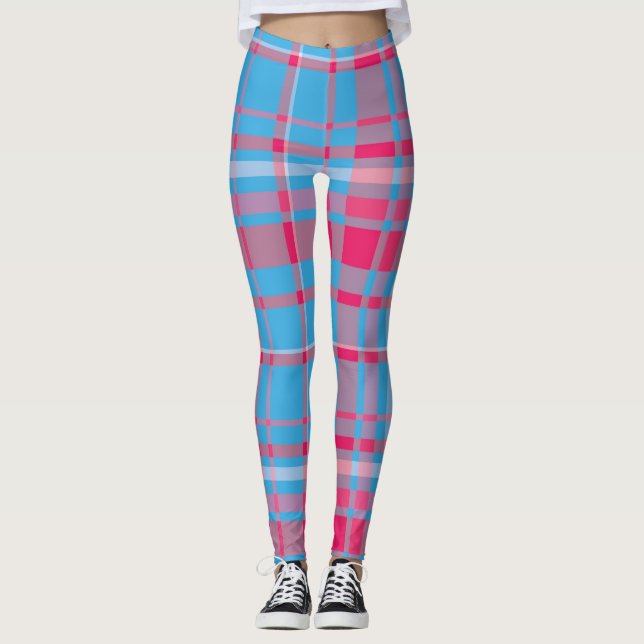 Tartan blå och röd leggings (Framsida)