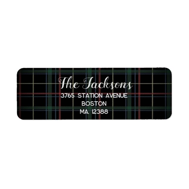 Tartan Black anpassningsbar etikett Returadress Etikett (Framsidan)