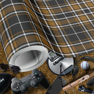 Tartan - Black-Deep Honung Brown-Benvit Presentpapper