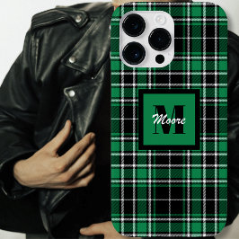 Tartan - Black Grönt och Benvit Phone Case