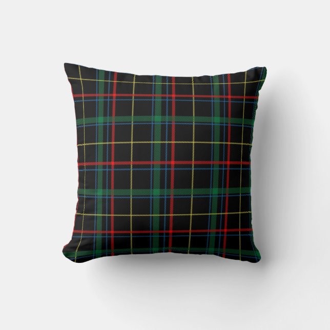 Tartan Black Red grönt cushion trendig mönster Kudde (Framsida)