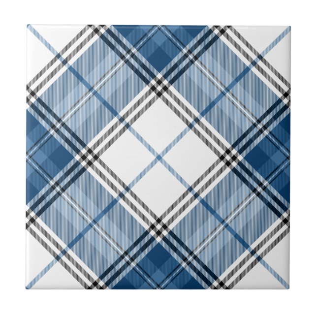 Tartan Blue White Kakelplatta (Framsidan)