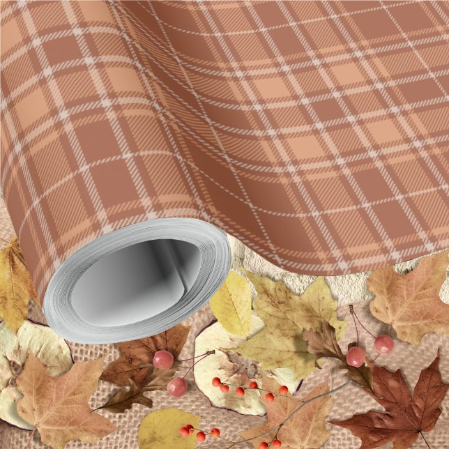 Tartan - Burnt Sienna-Terracotta-Milky Brown Presentpapper (Burnt Sienna-Terracotta-Milky Brown- Wrapping Paper Roll by Leapfroglisics Shop)