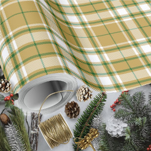Tartan - Caramel Guld-White-Grönt Presentpapper