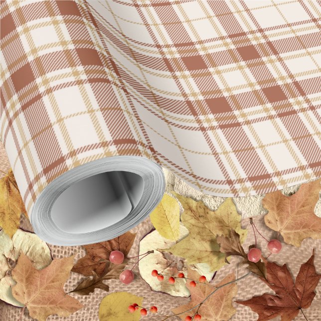 Tartan - Cement-Burnt Sienna-Rustic Guld Presentpapper (Tartan -Cement- Burnt Sienna-Rustic Gold- Wrapping Paper Roll by Leapfroglisics Shop)