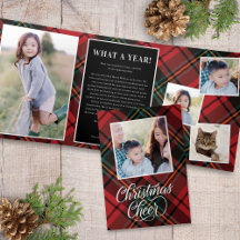 Tartan Classic Script-julfotopapport, trifold Card