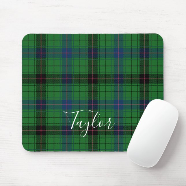 Tartan Davidson Plaid Blue Green Personalized Musmatta (Med mus)