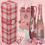 Tartan - Deep Red, Light Red and Pastel Rosa Presentask För Vinflaska<br><div class="desc">Tartan vid djup röd,  ljusröd och pastelliserad rosa. Andra tillgängliga färgrutor.</div>