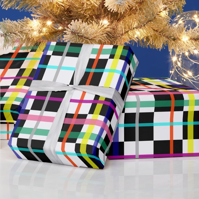 Tartan-design med flera färgade färgade Linjer-kon Presentpapper (Skapare uppladdad)