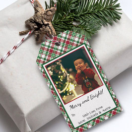 Tartan eller Play to: God och Bright Photo Jul Presentetikett