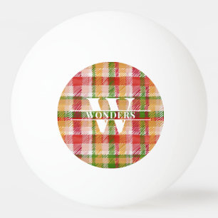 Tartan enfärgad pläd med eget monogram pingisboll