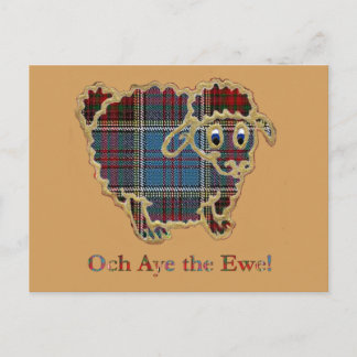 tartan får "Och Aye the Ewe" Vykort