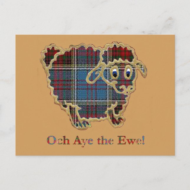 tartan får "Och Aye the Ewe" Vykort (Framsida)