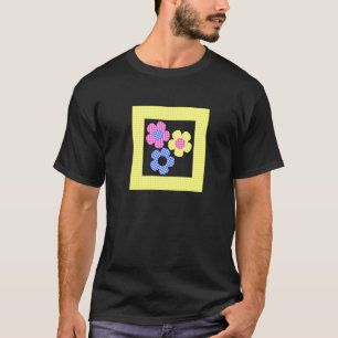 Tartan Flowers i Gult Ram T Shirt