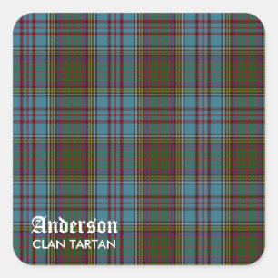 Tartan för anderssonklanfamilj (med namn) fyrkantigt klistermärke