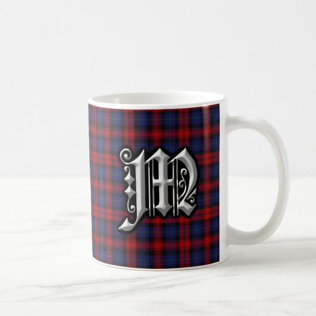 Tartan för blått för Monogram för klanMacLachlan Kaffemugg (Höger)