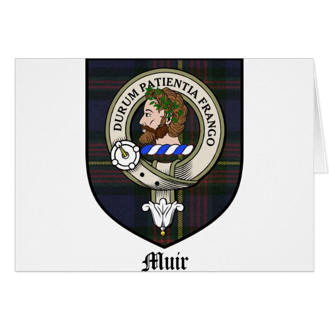 Tartan för emblem för Muir klanvapensköld Hälsningskort (Framsidan Horizontal)