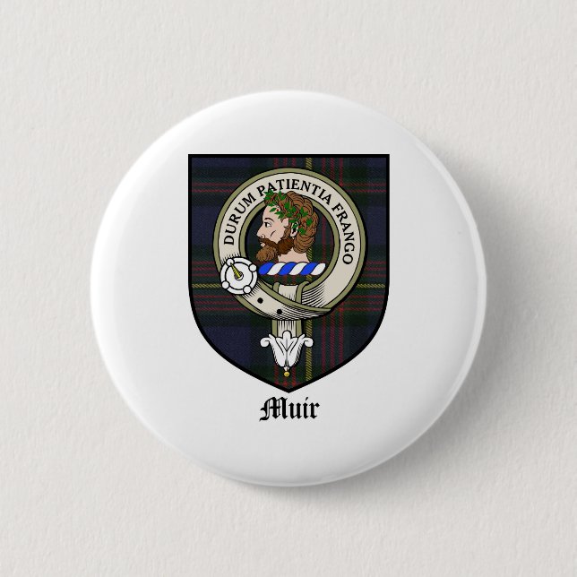 Tartan för emblem för Muir klanvapensköld Knapp (Framsida)