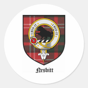 Tartan för emblem för Nesbitt klanvapensköld Runt Klistermärke