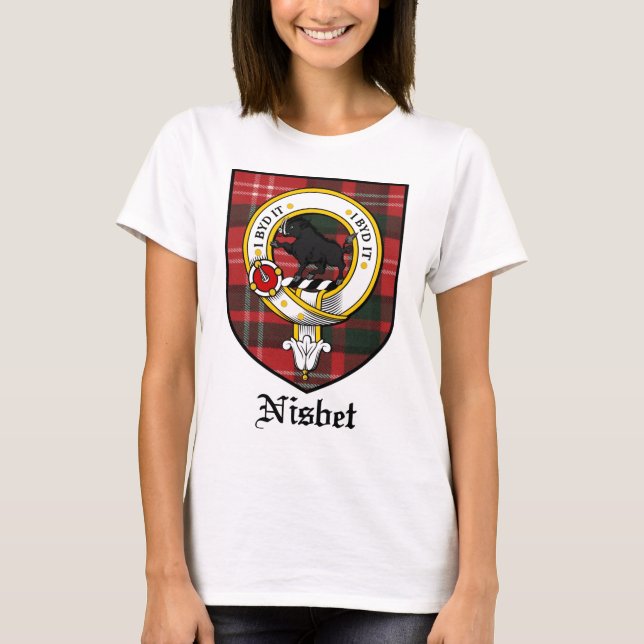 Tartan för emblem för Nisbet klanvapensköld T Shirt (Framsida)
