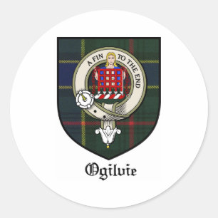 Tartan för emblem för Ogilvie klanvapensköld Runt Klistermärke