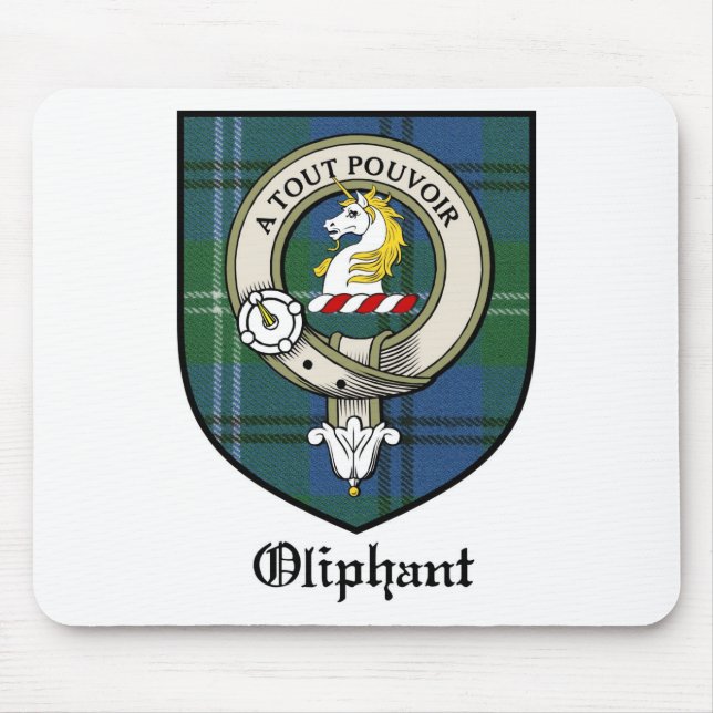 Tartan för emblem för Oliphant klanvapensköld Musmatta (Framsidan)