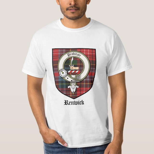 Tartan för emblem för Renwick klanvapensköld T Shirt (Framsida)