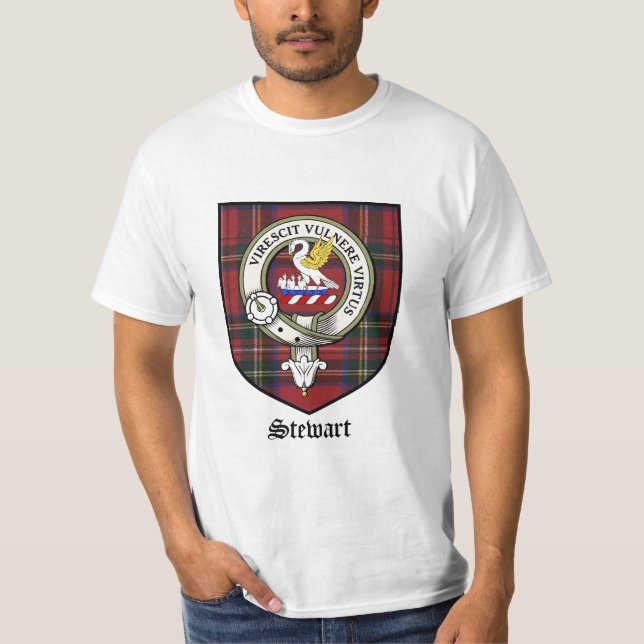 Tartan för emblem för Stewart klanvapensköld T-shirt (Framsida)