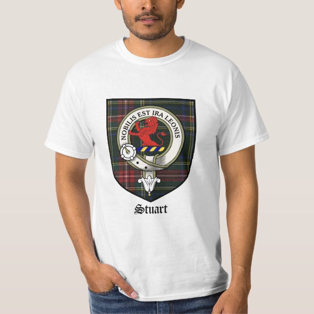 Tartan för emblem för Stuart klanvapensköld T-shirt (Framsida)