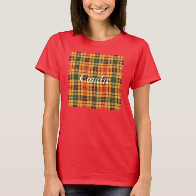 Tartan för kilt för Condie klanpläd skotsk T-shirt (Framsida)