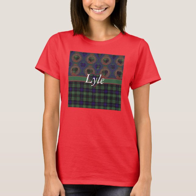 Tartan för kilt för Lyle klanpläd skotsk Tee (Framsida)