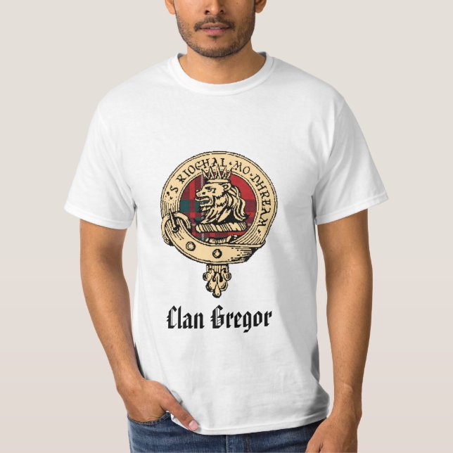 Tartan för klanGregor rå emblem Tee Shirt (Framsida)